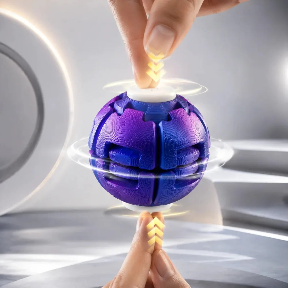Dual-Head Press Fidget Spinner Ball Toy 3D Printed Stress Relief Rotating Anti-Anxiety Decompression Puzzle Sphere Toy