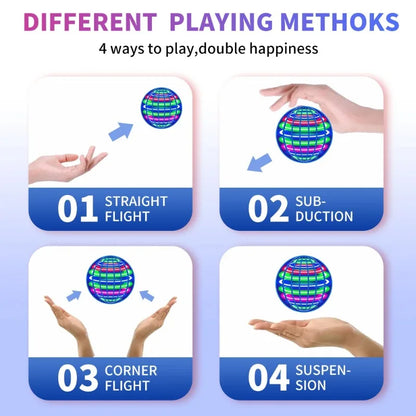 Magic with LED Light Flying Ball Spinner Hand Control 360° Rotating Mini UFO Drone Kids Party Game Gift Toys