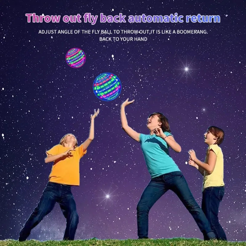 Magic with LED Light Flying Ball Spinner Hand Control 360° Rotating Mini UFO Drone Kids Party Game Gift Toys